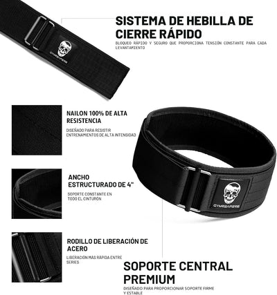 Cinturón de levantamiento con bloqueo rápido 4pulg neopreno