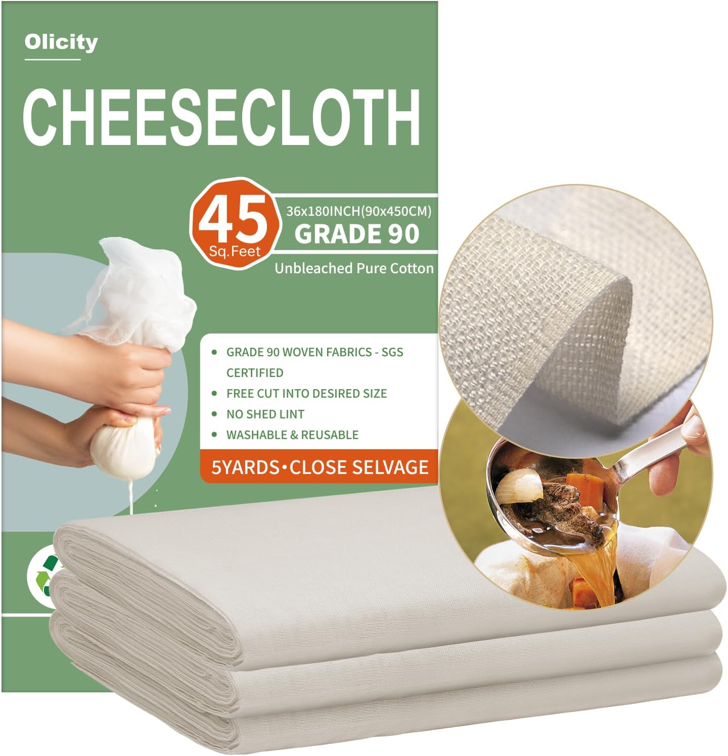 Paño queso reutilizable 45ft2 gasa algodón malla fina