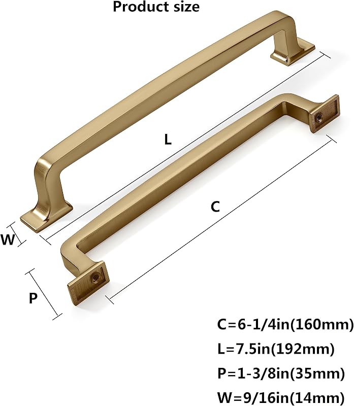 10 Manijas Gabinete 6-1/4" Bronce Champán y Latón Cálido