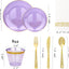 Set vajilla plástico morado 175pzas 25 invitados borde