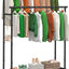 Perchero doble con ruedas 45" para ropa resistente negro