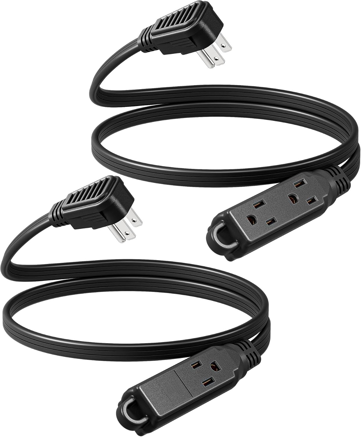 Cable extensión 3 salidas enchufe plano 3pies 2 pzas