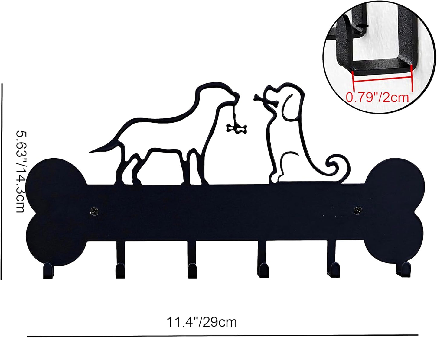 Soporte pared correa perro 6 ganchos metal