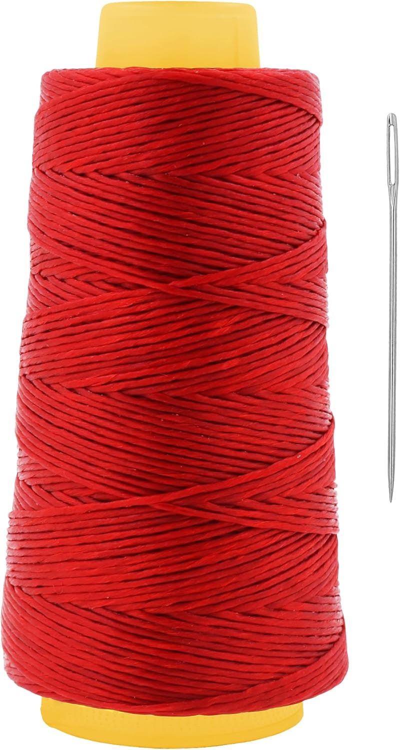 Cordel encerado rojo 0.049pulg con aguja 164yardas