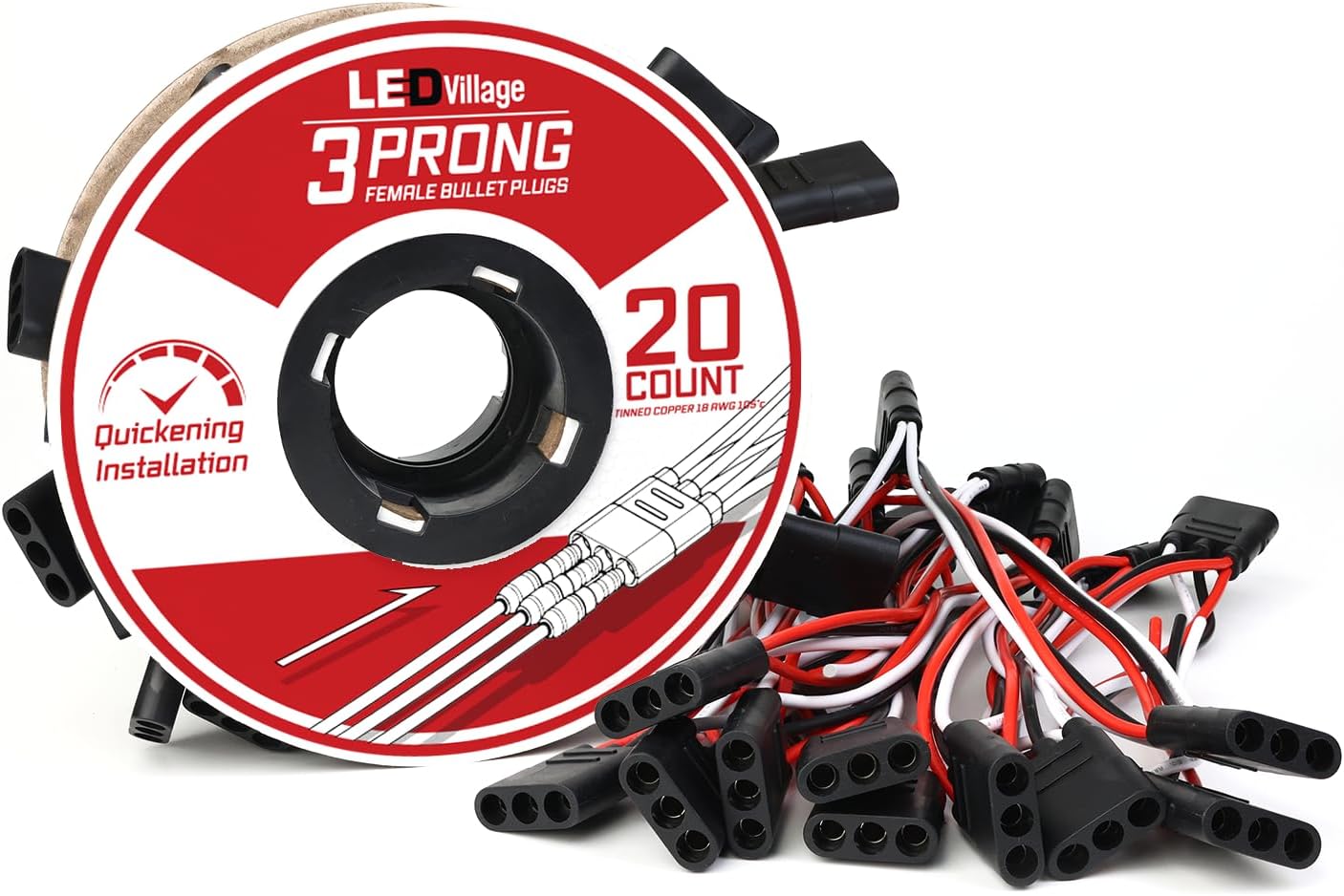 Arnés enchufe 3 clavijas rollo 6.5" 20 Uds