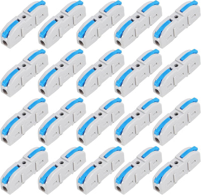 20 Pzas Conectores Cable Palanca 28-12 AWG Azul