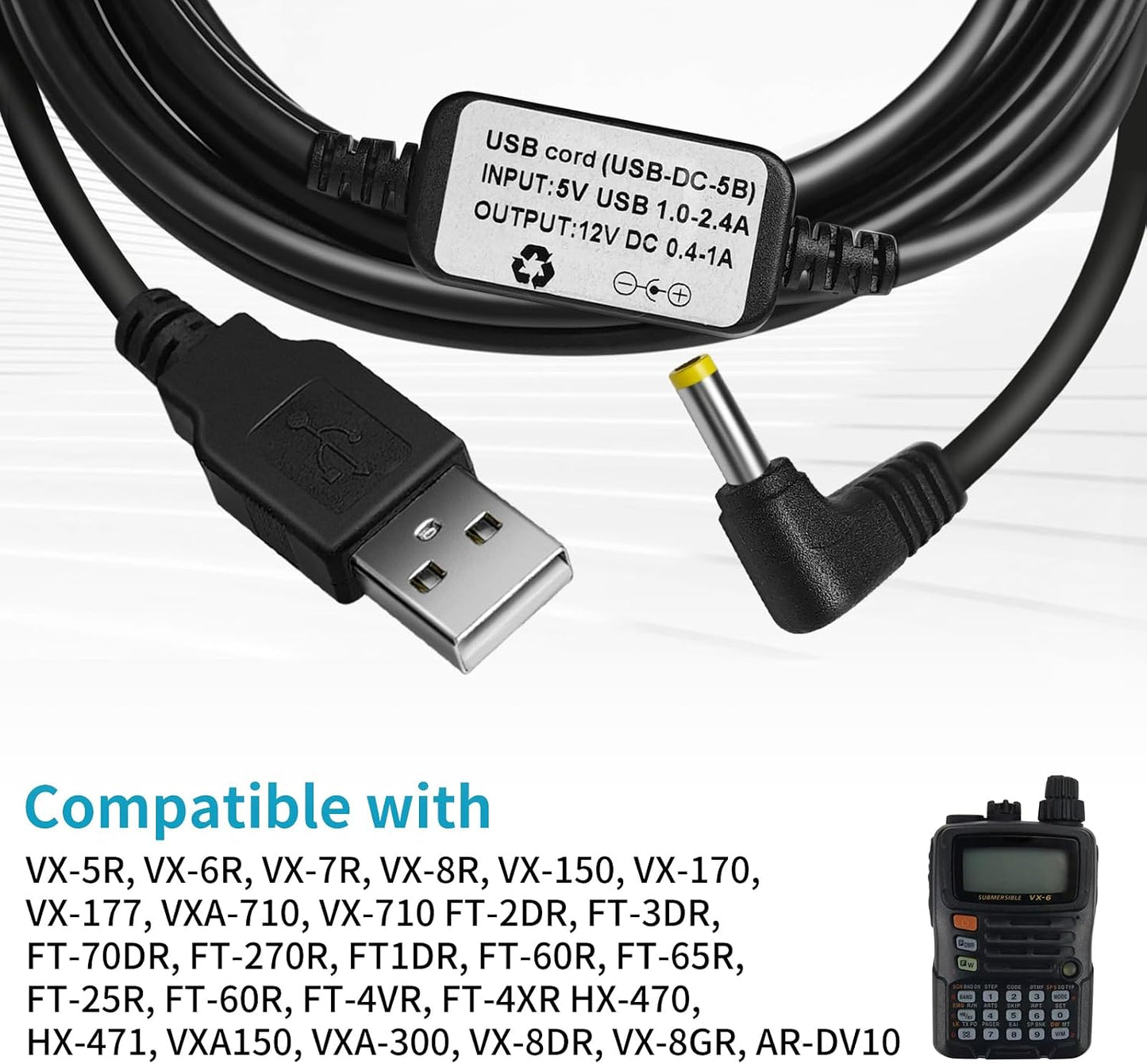Cable USB cargador para Yaesu FT-60R y modelos VX