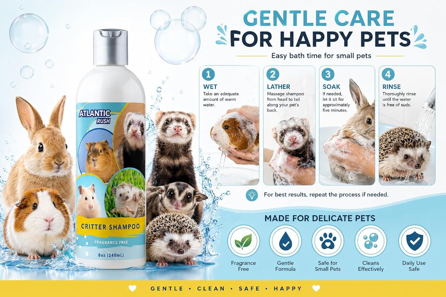 Champú sin fragancia para mascotas pequeñas 8oz