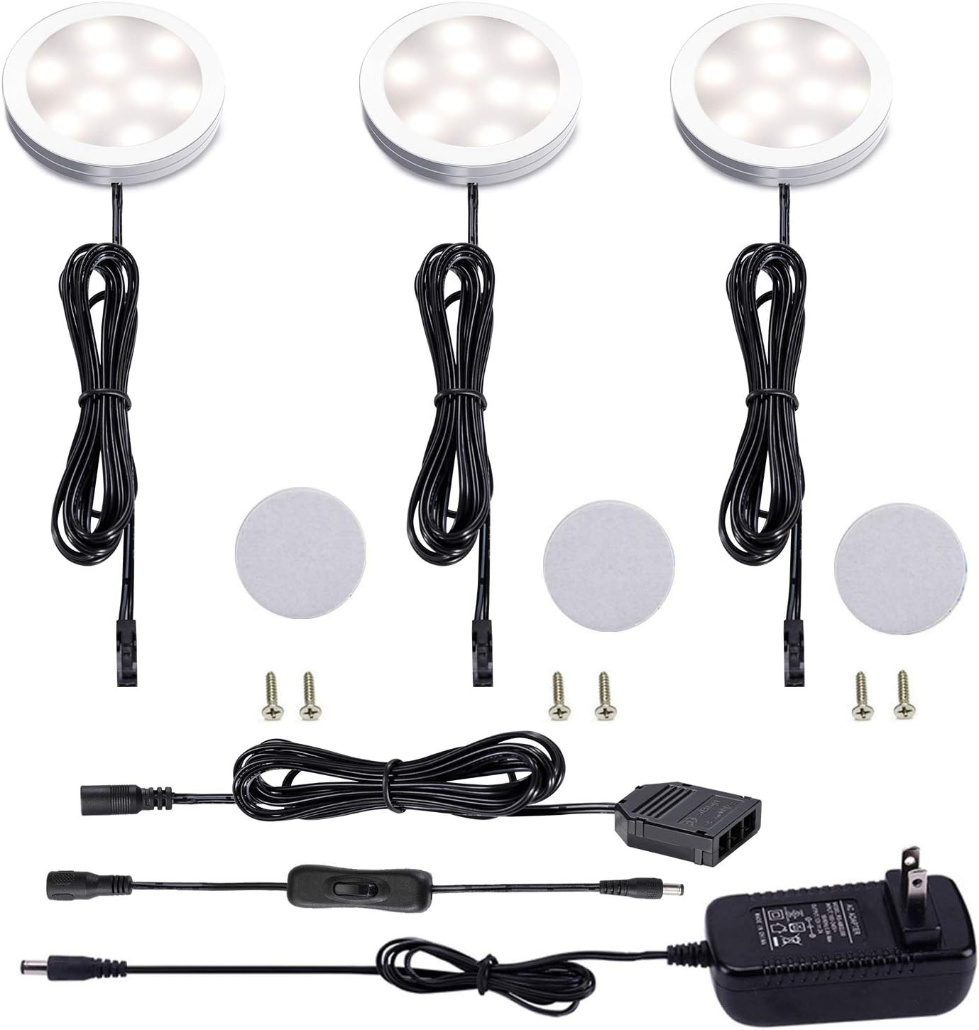 Kit 3 luces LED aluminio para gabinete con interruptor 2
