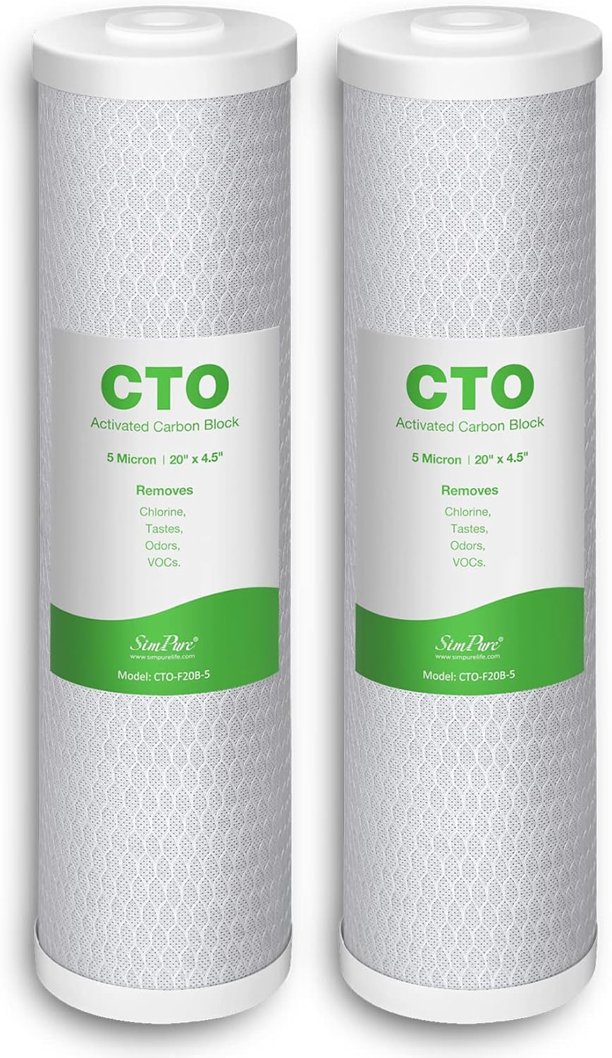 Cartuchos filtro agua 5mic 20x4.5pulg carbón activado paq 2