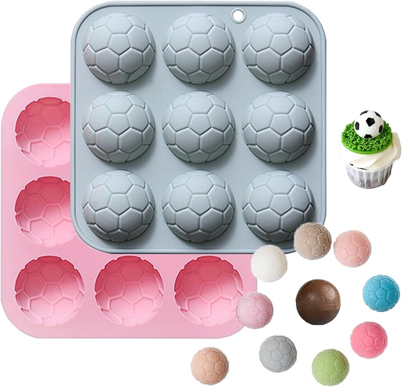 Set 2 Moldes Silicona Chocolate Fútbol Reutilizables