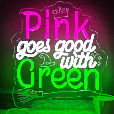 Letreros neón rosa y verde para decoración de pared