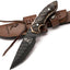 Cuchillo caza 9pulg acero carbono 1095c funda cuero