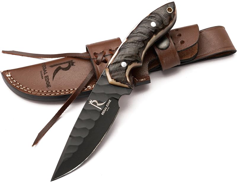 Cuchillo caza 9pulg acero carbono 1095c funda cuero