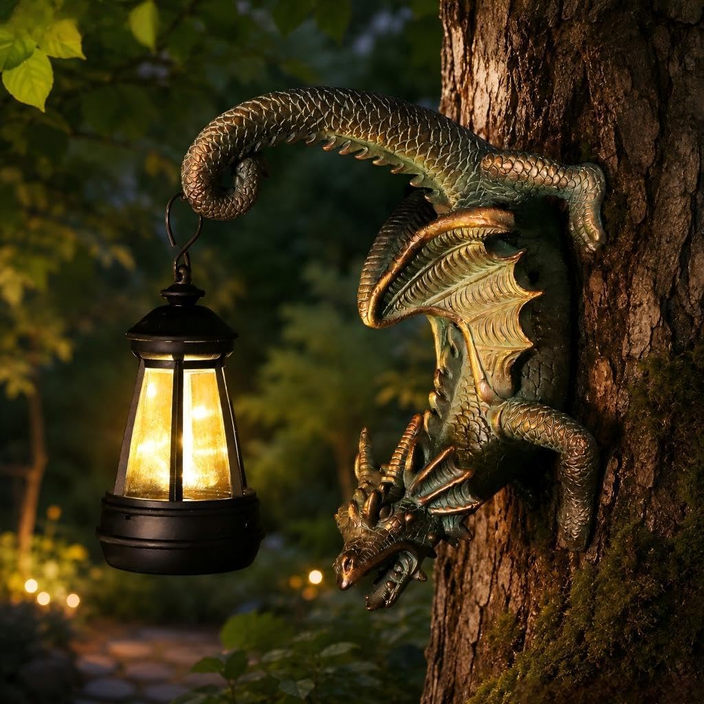 Estatua dragón solar para pared jardín gótico
