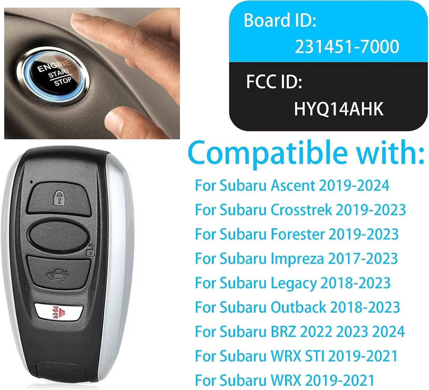 Llavero inteligente Subaru 2018-24 4 botones control remoto