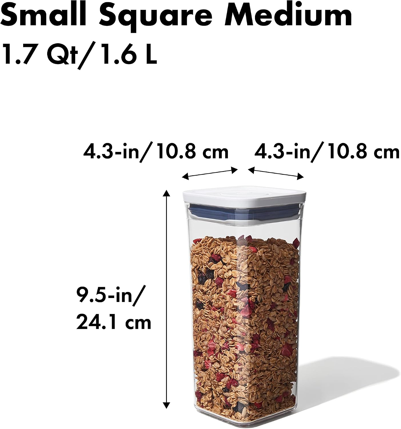 Recipiente hermético POP cuadrado 1.7qt granola