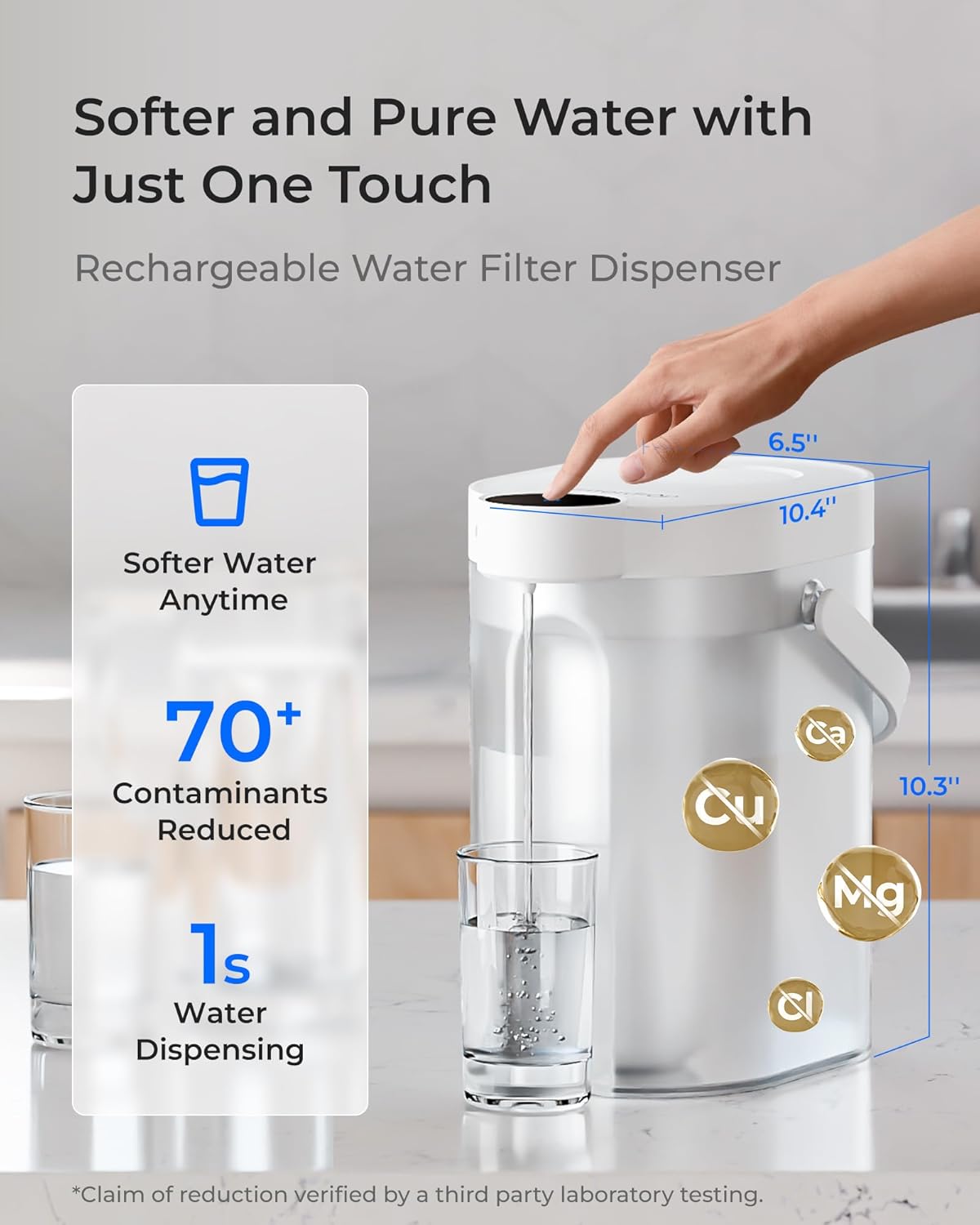 Dispensador filtro agua recargable 5 etapas 15 tazas