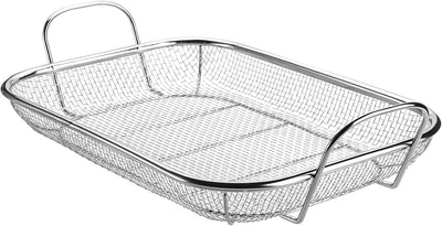 Cesta parrilla acero inox 15x11pulg con asas para verduras y carne