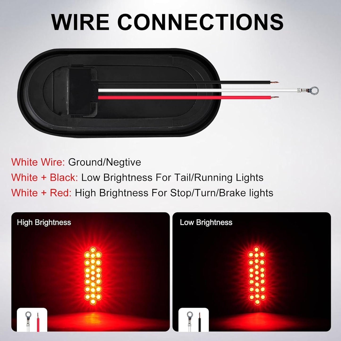 12 Pzas Luces Traseras LED Ovaladas 6" Rojas