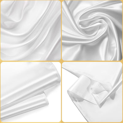 Mantel de satén rectangular blanco brillante lavable para comedor y eventos