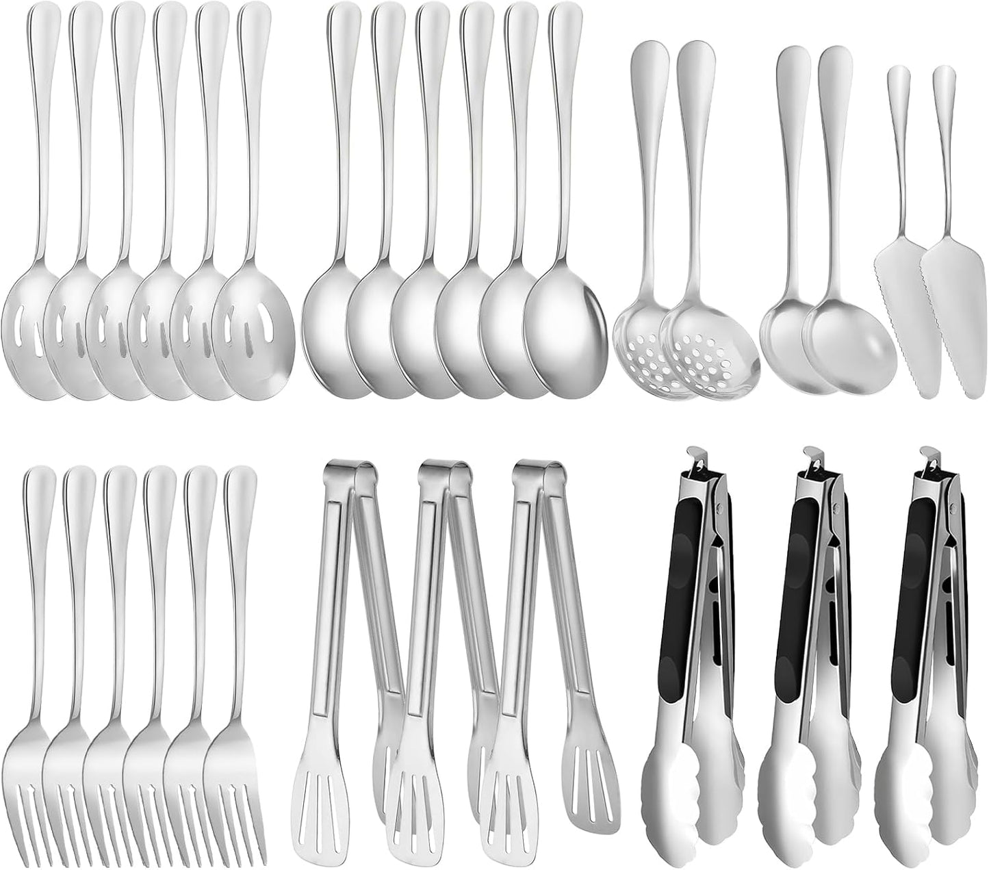 Set 30 Utensilios Acero Inox para Servir Color Plateado