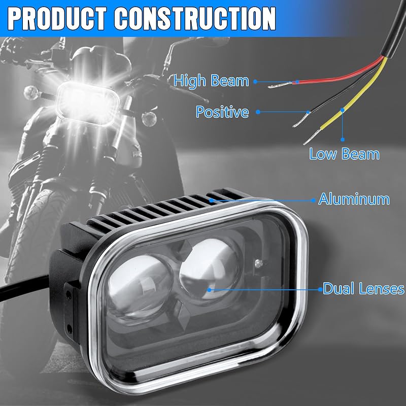 Luces LED motocicleta 4 pulg 45W haz alto y bajo