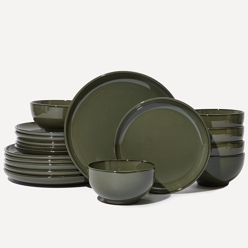 Set 18 Pzas Vajilla Terracota Esmalte Reactivo Grande Verde