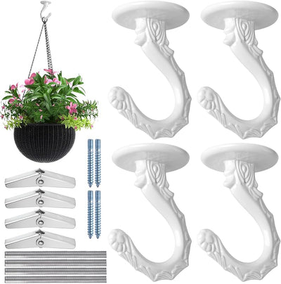 4 Ganchos Metal para Plantas Colgantes con Totems Blancos
