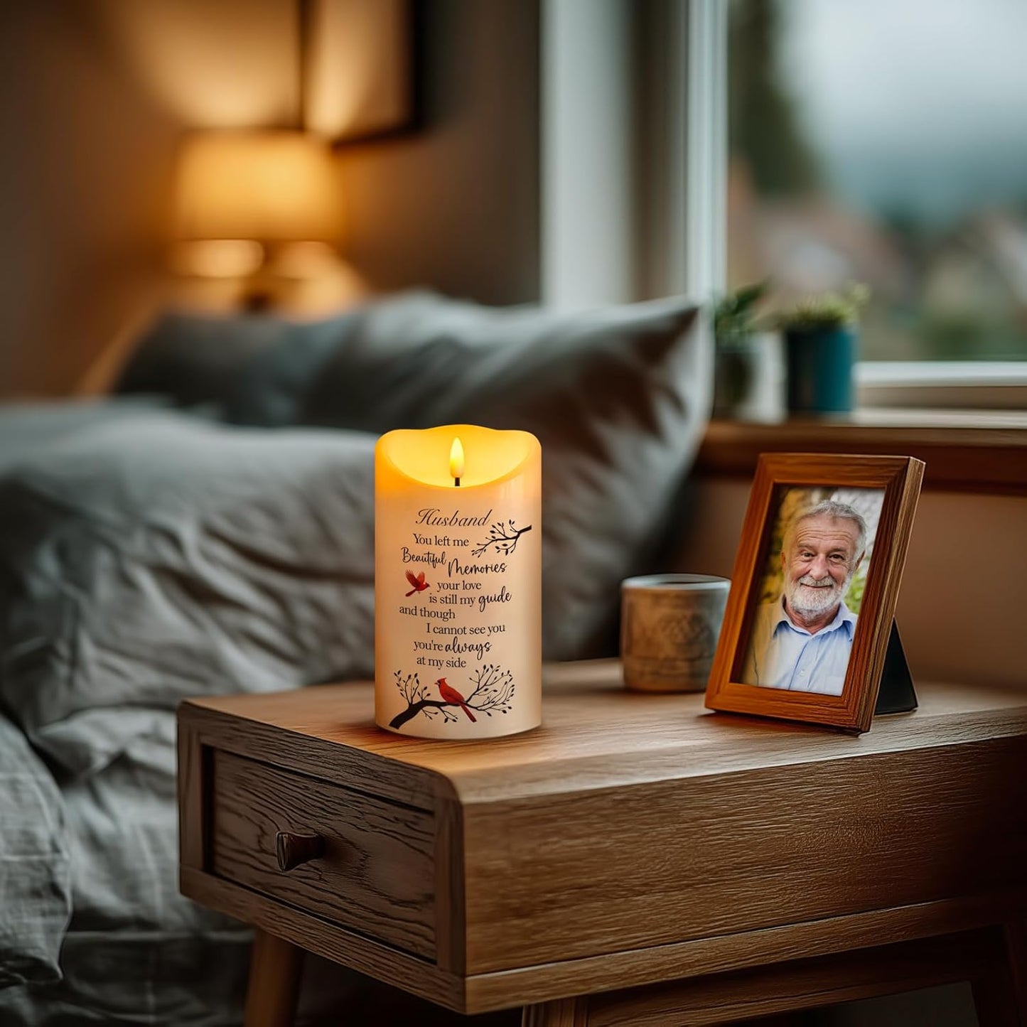 Vela conmemorativa LED sin llama para pérdida de esposo