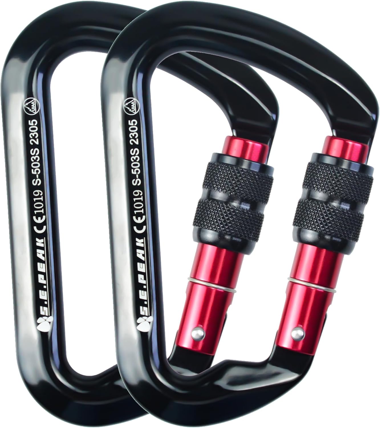Mosquetón escalada bloqueo 30kN clip profesional resistente