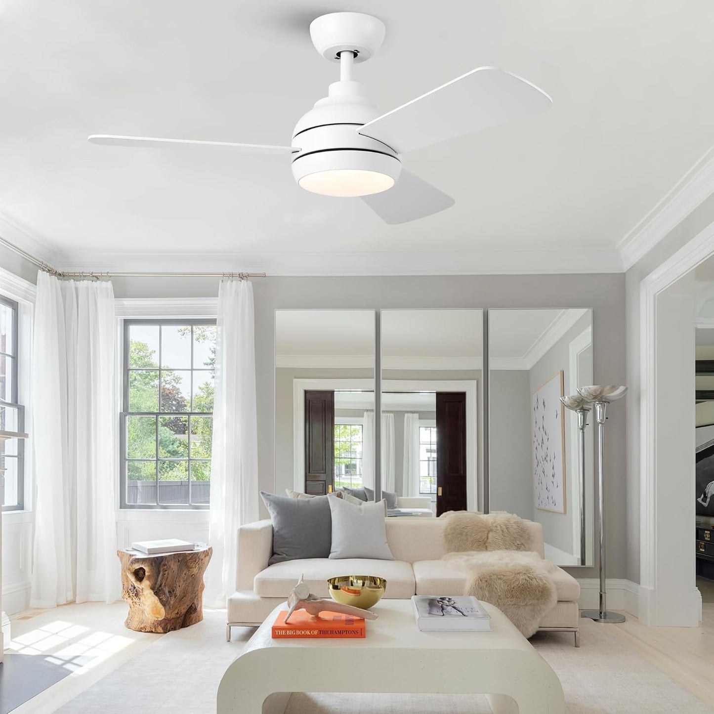 Ventilador techo 42pulg blanco moderno con luz 6 vel 3cct