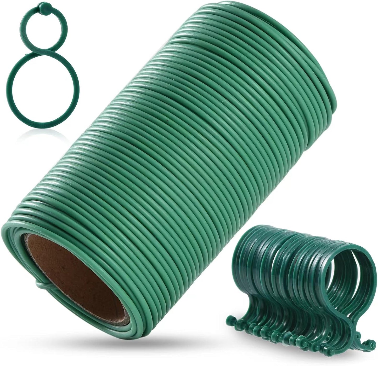 Lazos jardín TPR verde con 20 clips para plantas