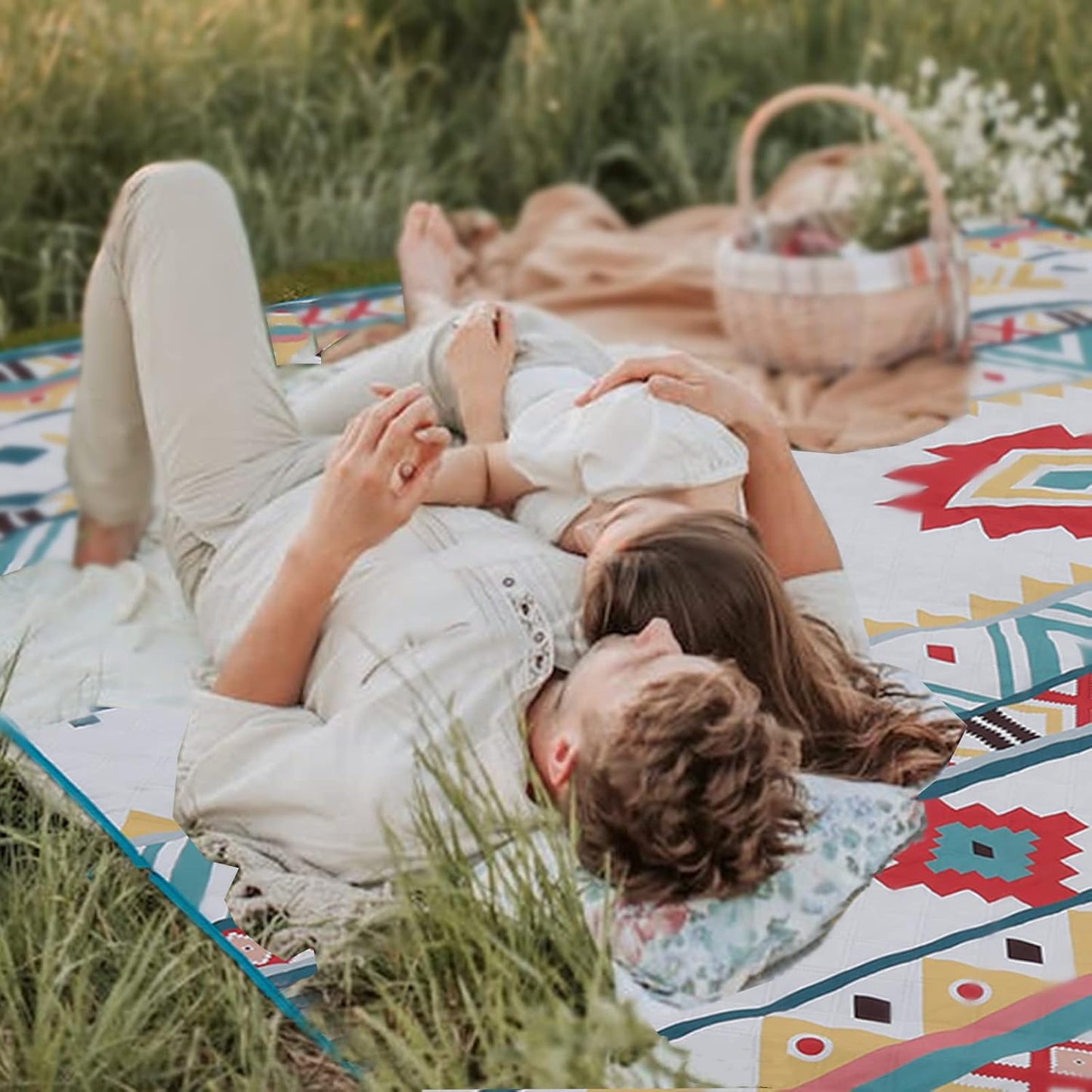 Manta picnic bohemio impermeable 79x79pulg extra grande