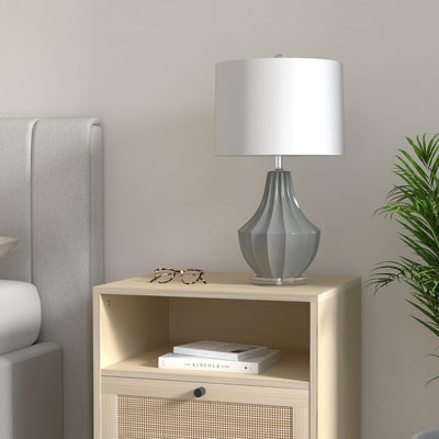 Lámpara mesa cerámica gris 24.5pulg dormitorio moderna