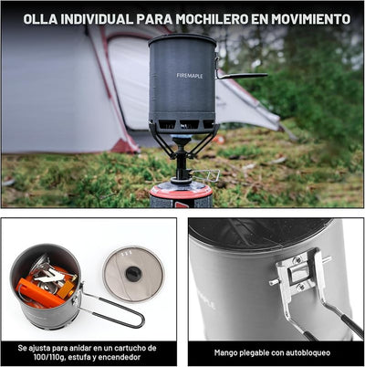 Olla Aluminio Ultraligera para Campamento y Senderismo