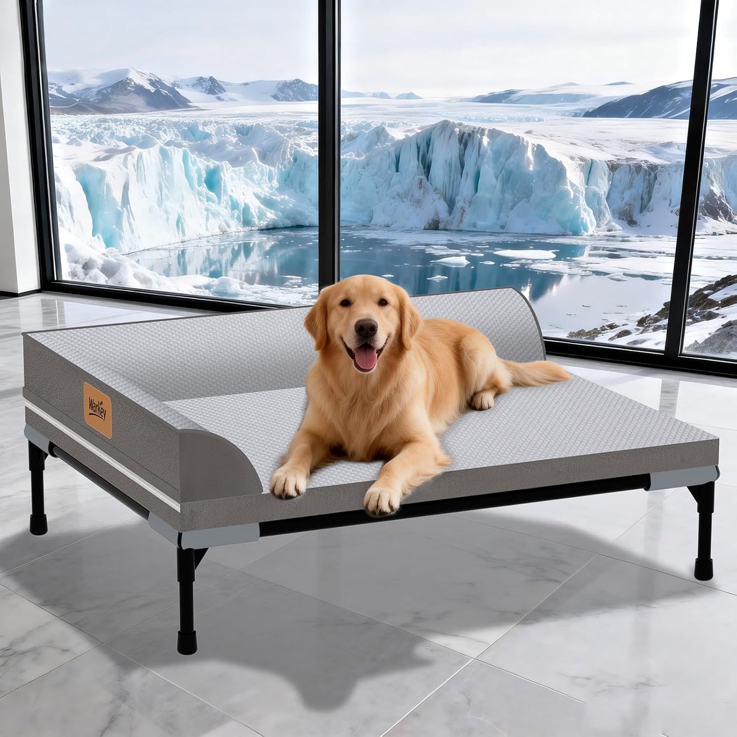 Cama elevada para perros grandes ortopédica con funda lavable malla