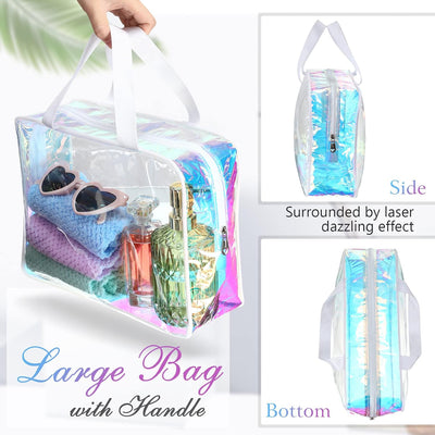 Neceser transparente con asa para maquillaje playa