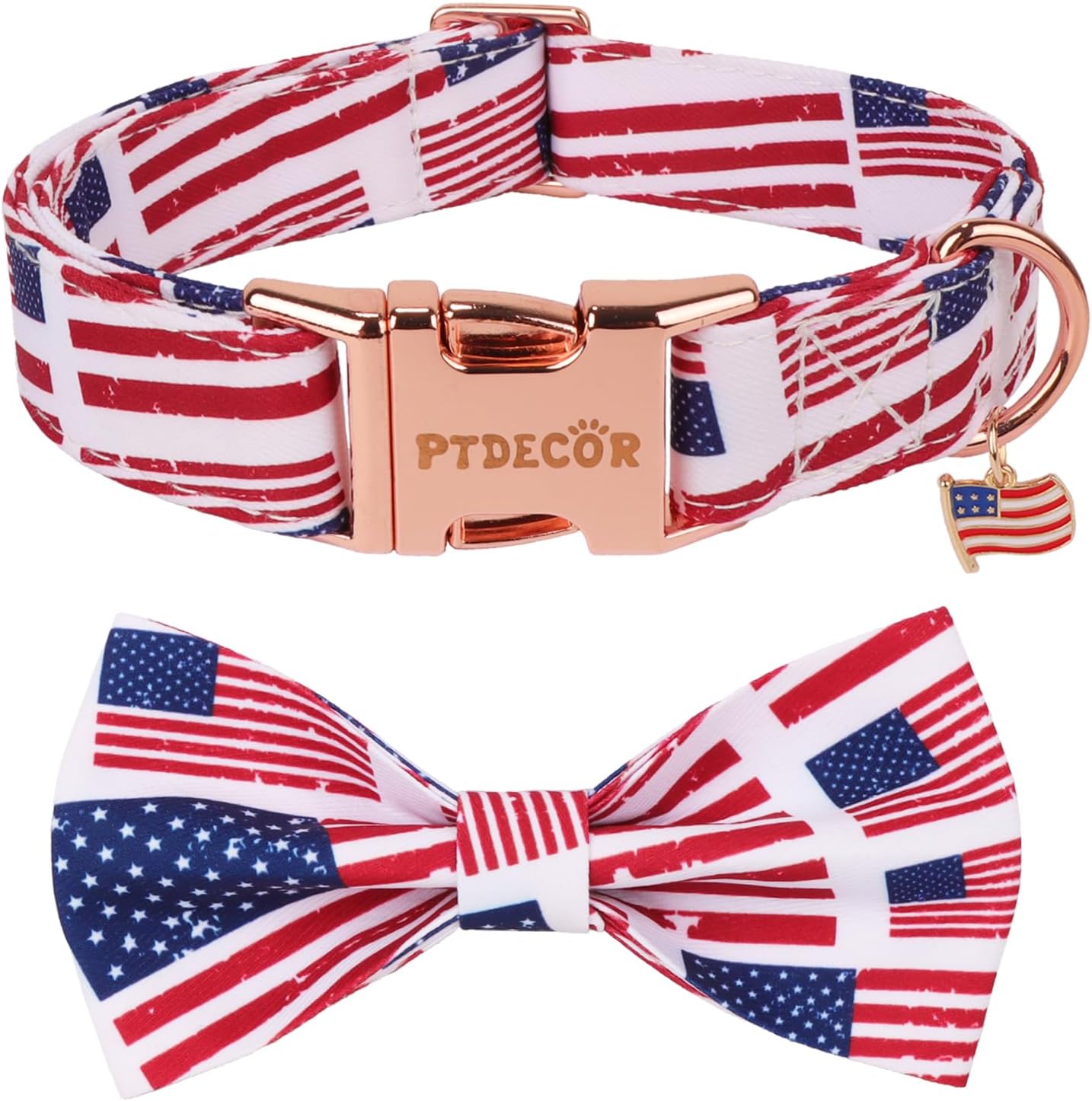 Collar perro bandera USA pajarita ajustable 4 de Julio