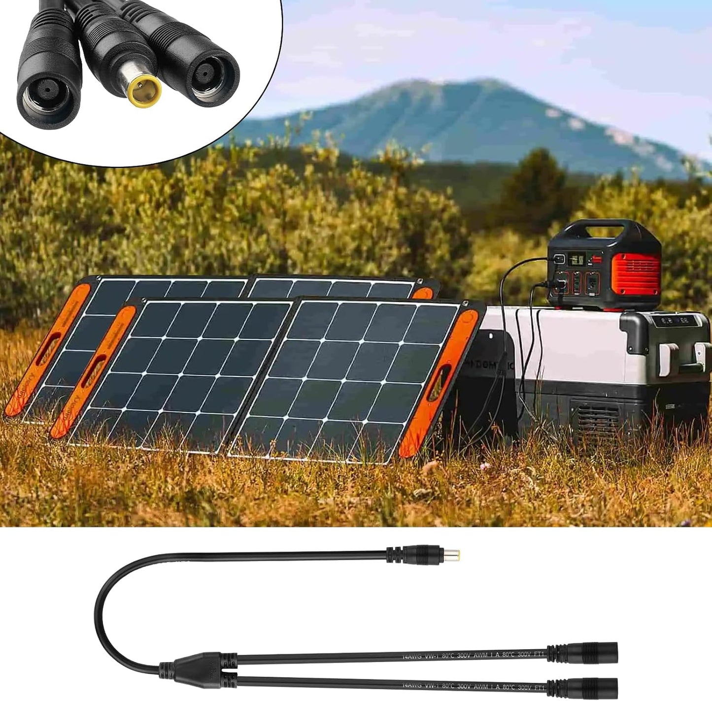 Adaptador solar 8mm divisor cable Y para panel solar portátil