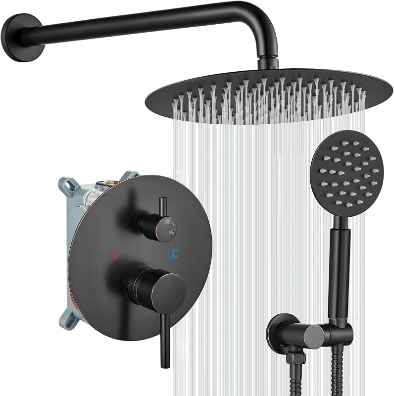 Sistema ducha lluvia 10" grifo bronce alta presión