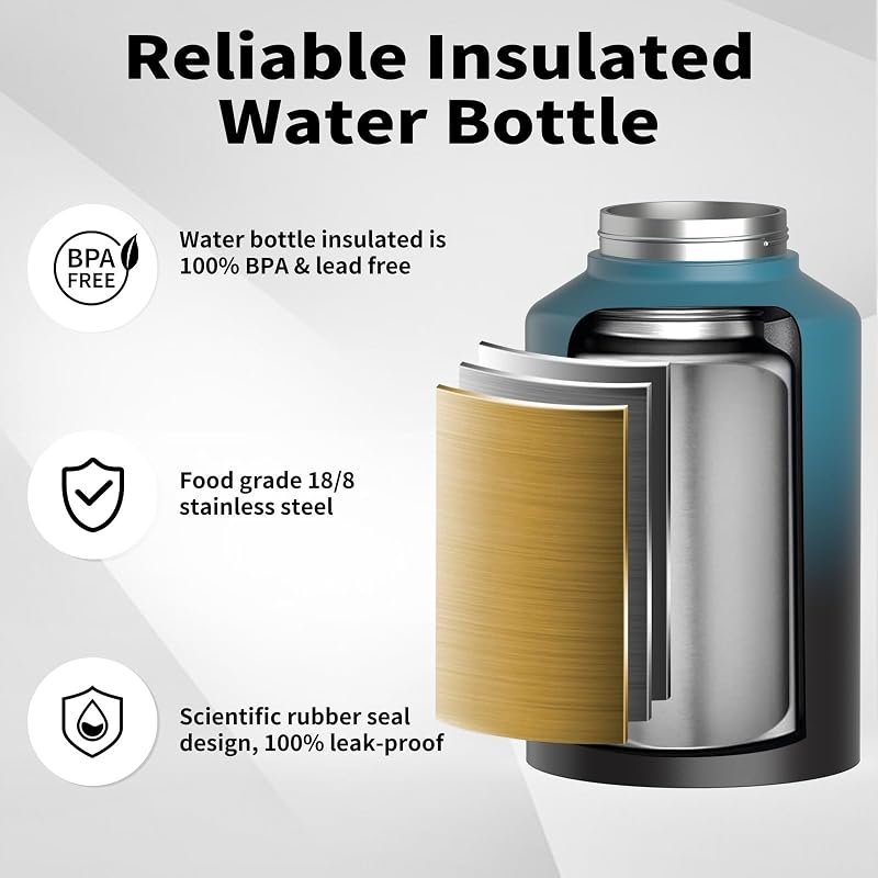 Botella agua acero inox 128oz aislamiento 48h sin BPA