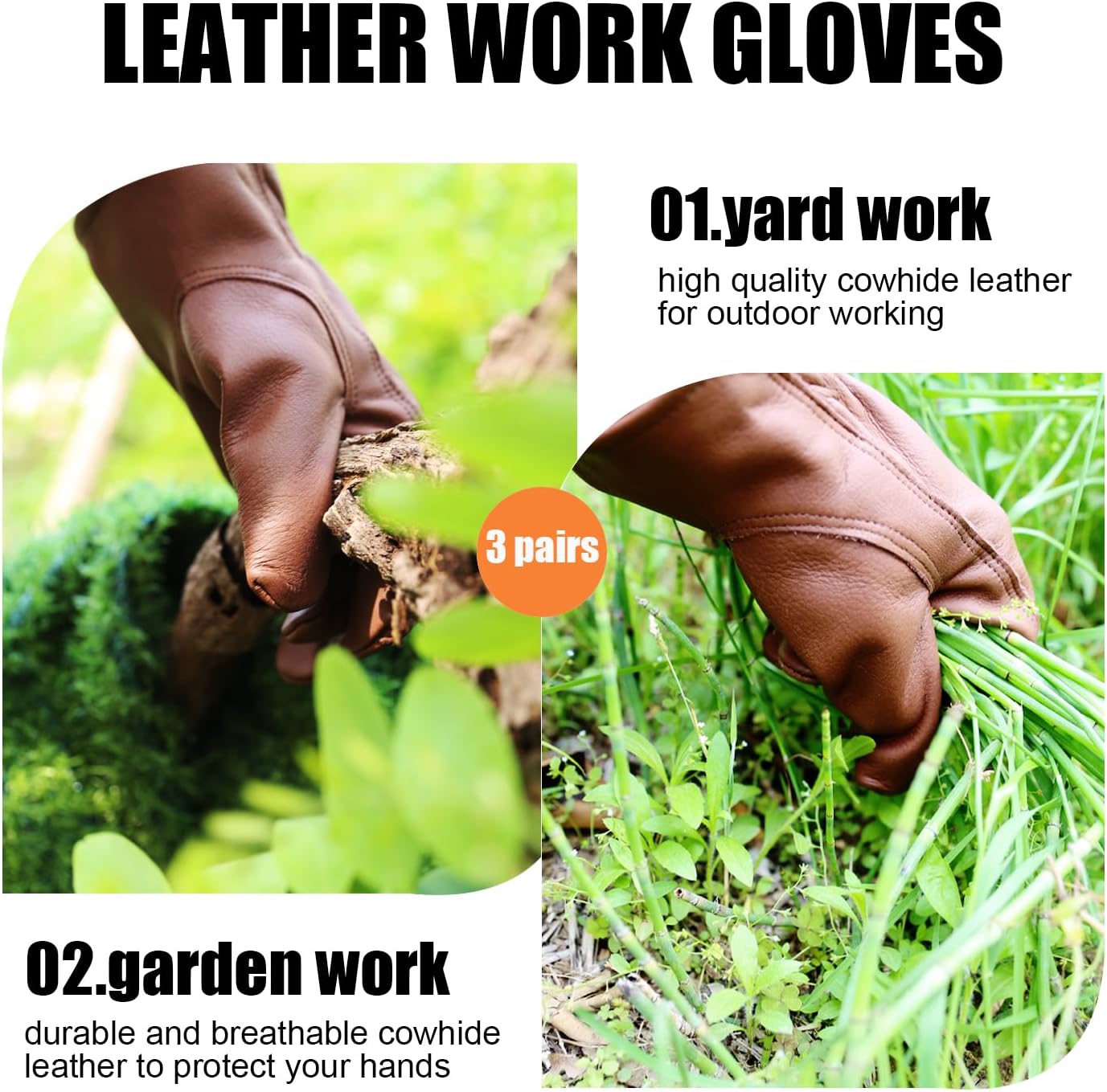 Guantes cuero vaca marrón para hombre y mujer taller