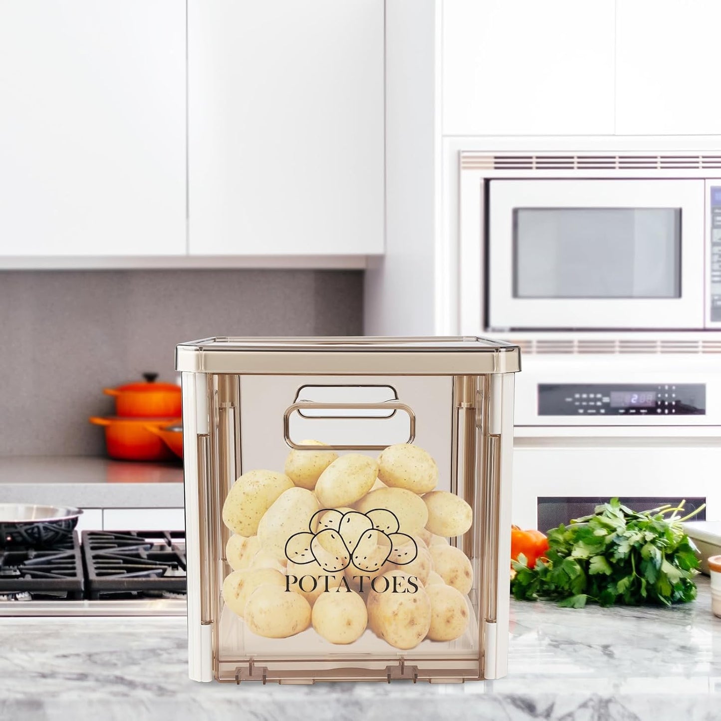 Contenedor apilable para papas y verduras sin BPA
