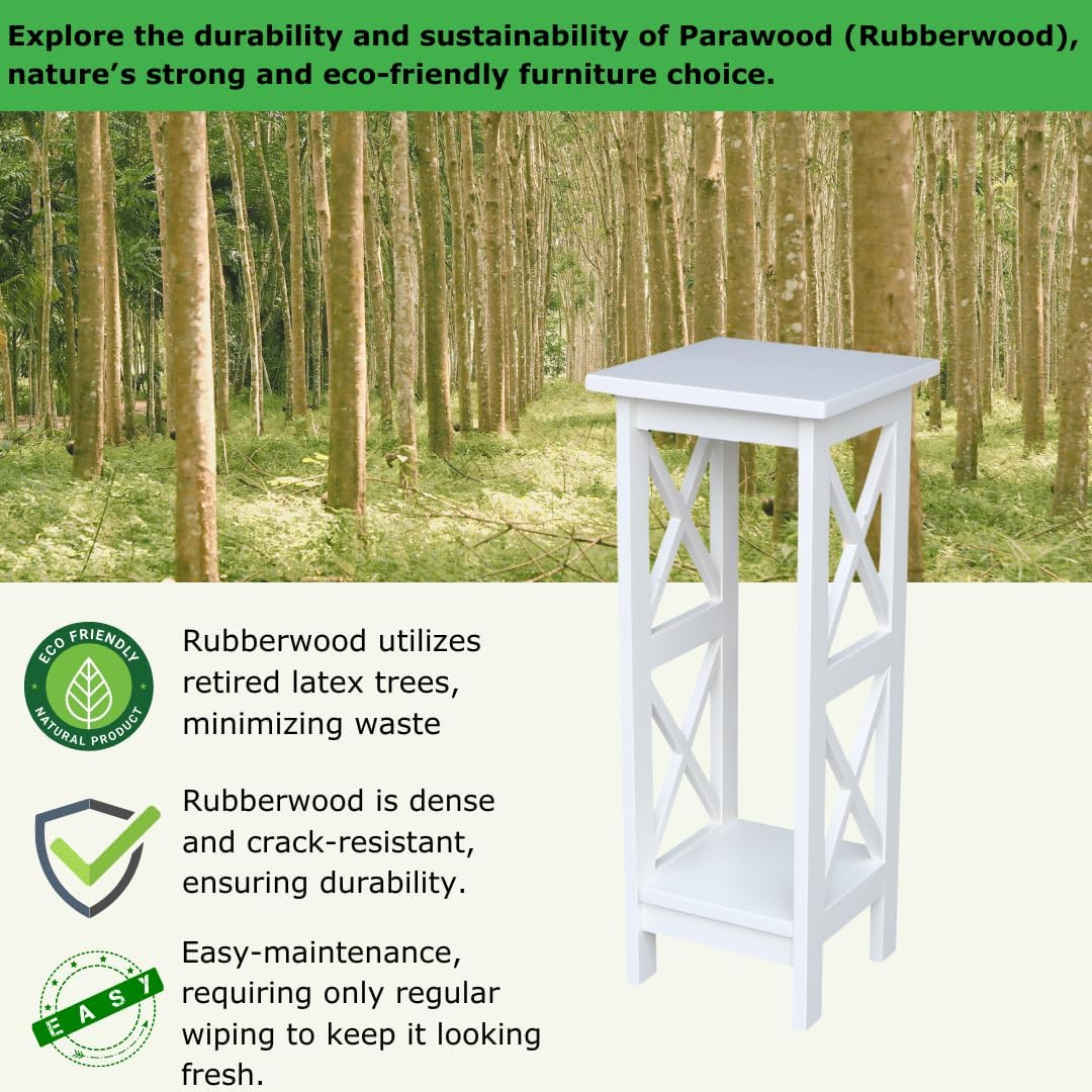 Soporte plantas madera parawood 12x12x30pulg blanco