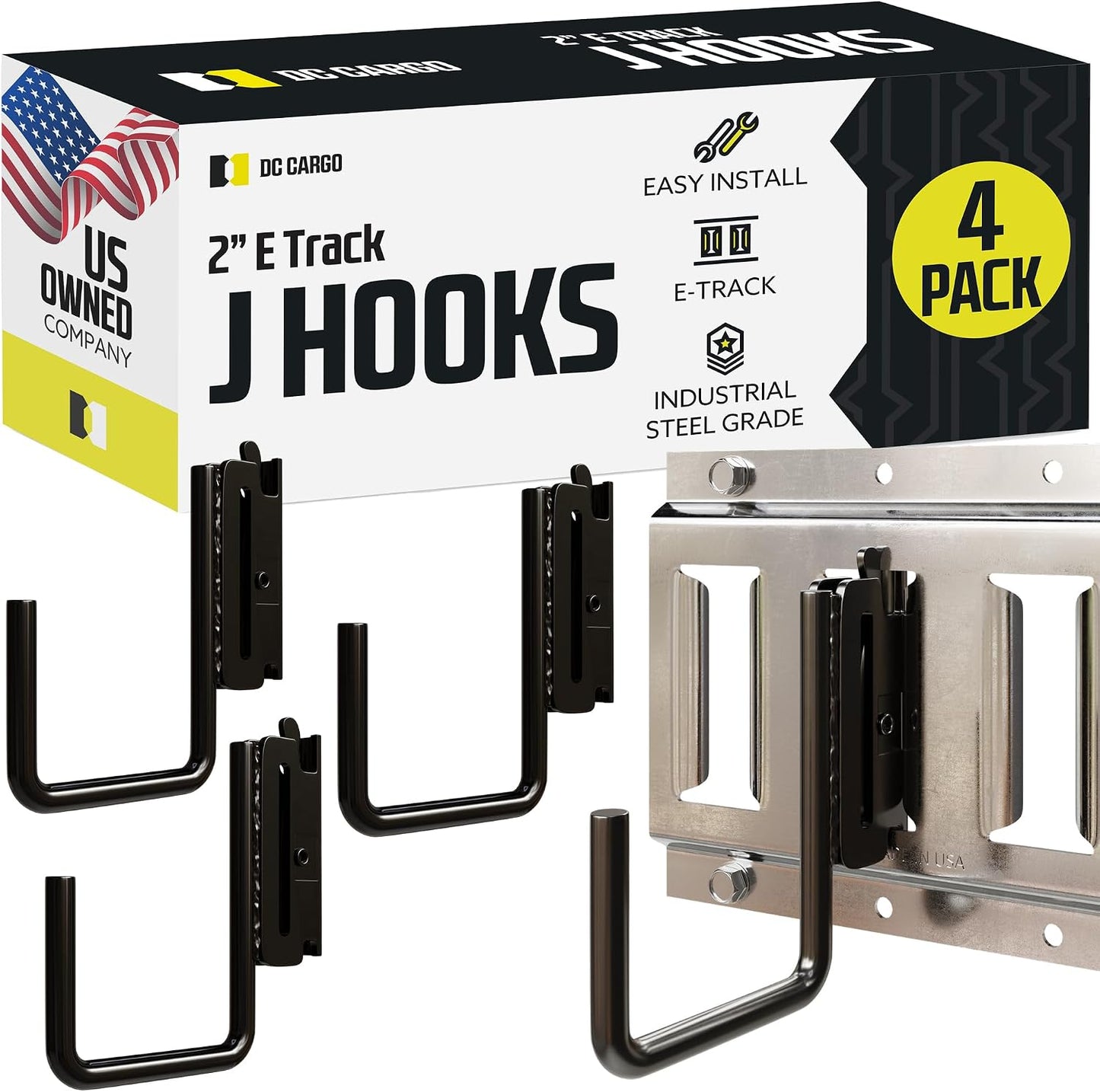 Ganchos J pista E 5,08cm pack 4 para riel remolques