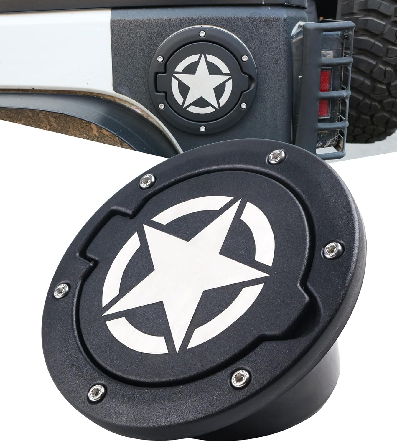 Tapa gas negra estrella comp Wrangler JK 07-17