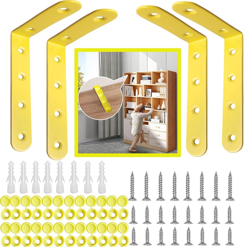Anclaje pared antipunta para muebles bebés mascotas amarillo