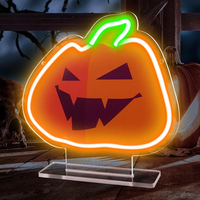Letrero neón calabaza Acción de Gracias USB iluminado