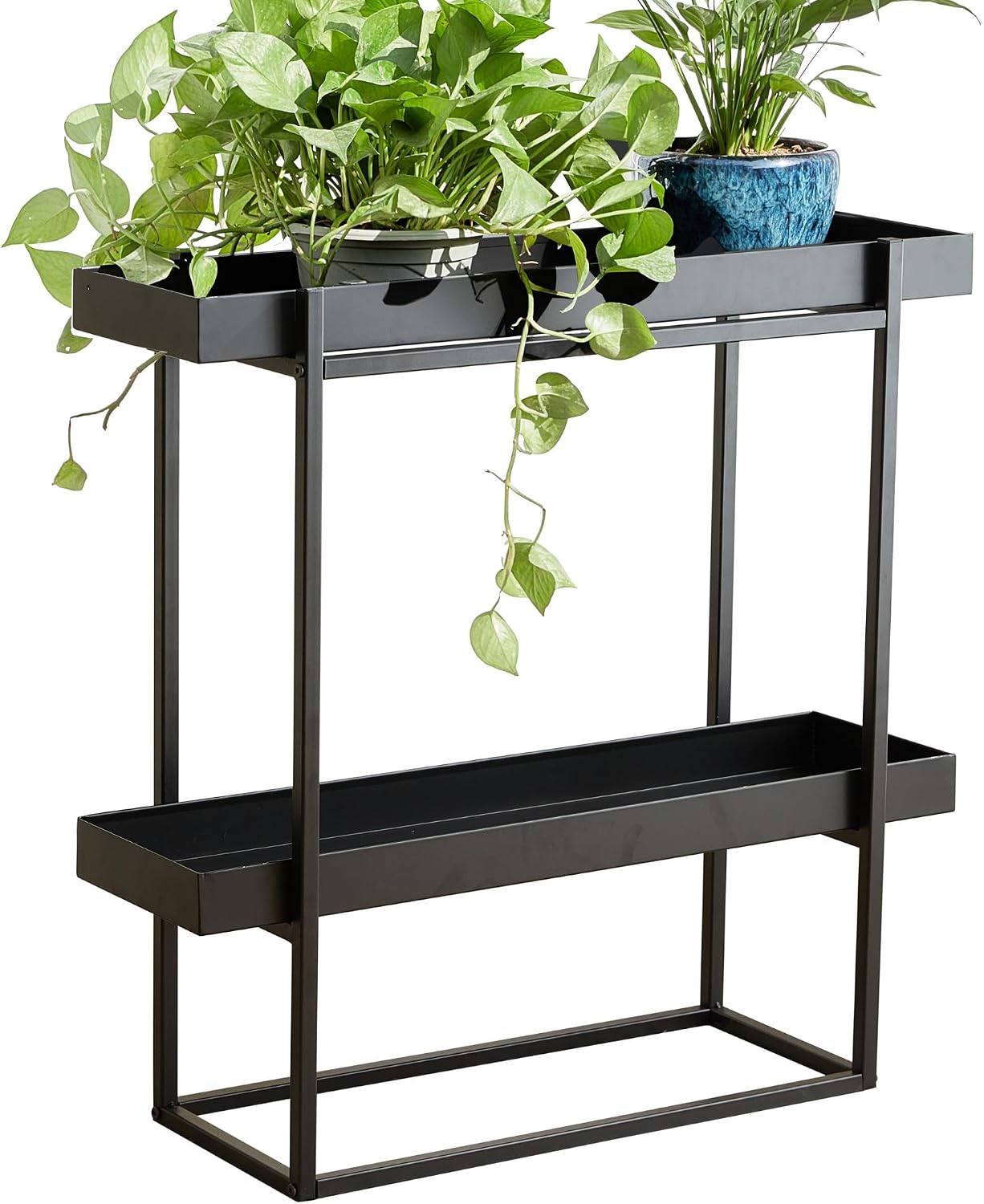 Soporte plantas 2 niveles hierro negro 29x9x28pulg